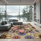 Floral Iris Sunflower Garden Medley Rug