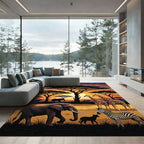 Sunset Savannah Wildlife Landscape Scene Rug
