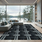 Gray Woven Texture Interlocking Stripes Rug