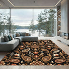 Earthy Brown Floral Paisley Ornament Rug