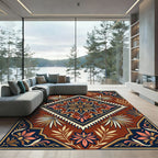 Ornate Terra Cotta Floral Diamond Medallion Rug
