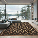 Ornate Wood Lattice Scroll Trellis Rug