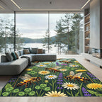 Vibrant Honey Bee Wildflower Meadow Rug