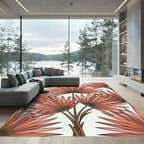 Art Deco Coral Palm Fan Tropical Rug