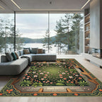 Ornate Garden Arch Blossom Trees Rug