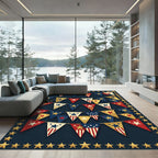 Patriotic Golden Star Bunting Array Rug