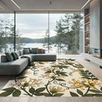 Golden Yellow Honeysuckle Botanical Vines Rug