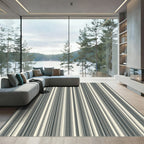 Minimalist Grey and Cream Striped Rug