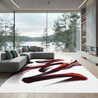 Dynamic Crimson Abstract Brushstroke Art Rug