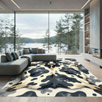 Abstract Black and White Cowhide Rug