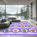Playful Cartoon Children Animal Collection Rug