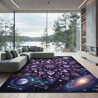 Celestial Violet Moon Mandala Nebula Rug
