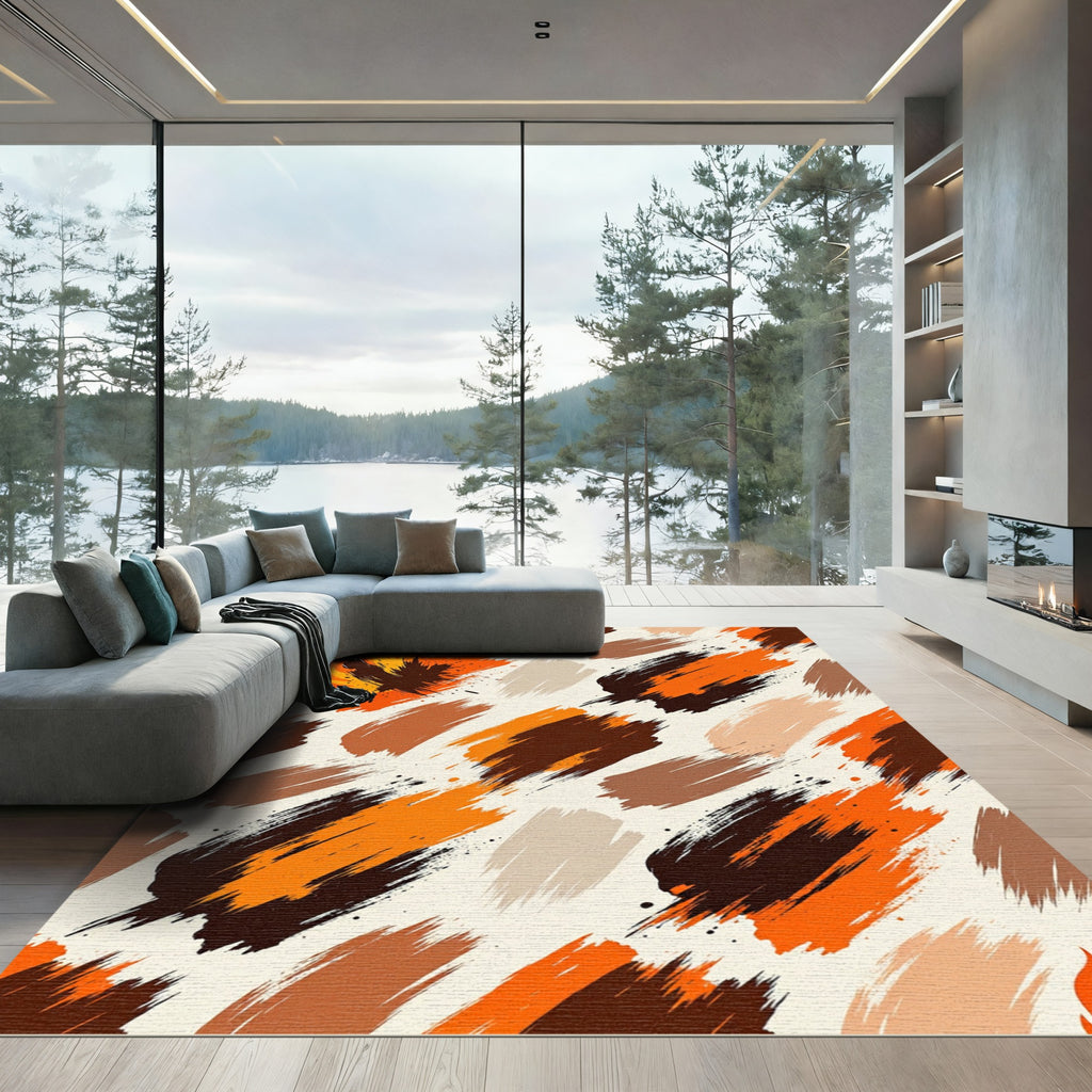Abstract Fiery Flame Brushstroke Art Rug