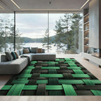 Bold Emerald and Charcoal Woven Grid Rug