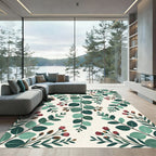 Botanical Eucalyptus Leaf and Berry Lush Foliage Rug