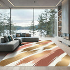 Metallic Gold and Terracotta Abstract Strokes Rug