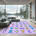 Whimsical Alphabet Pastel Characters Rug