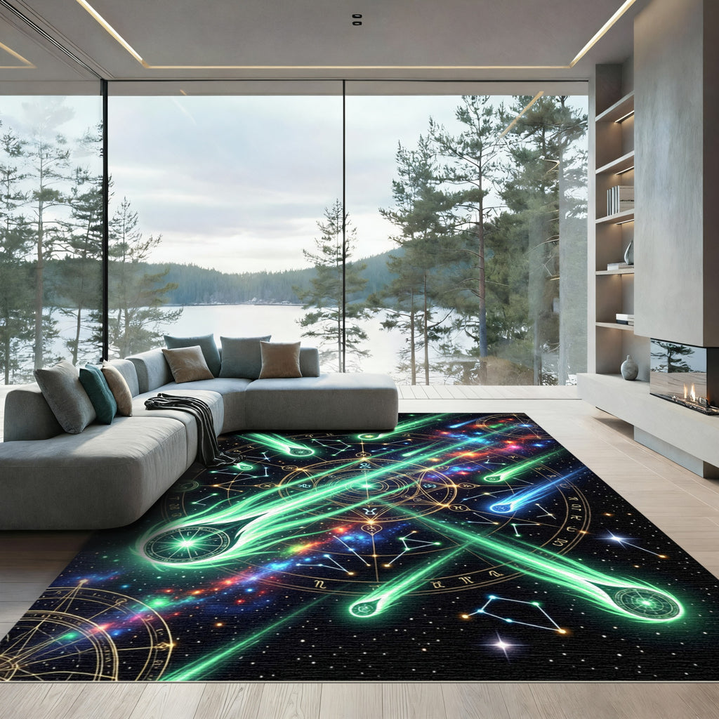 Luminous Cosmic Constellation Galaxy Astrological Rug