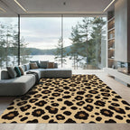Brown Black Spotty Animal Print Rug