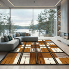 Modern Earthy Grid Plaid Rug