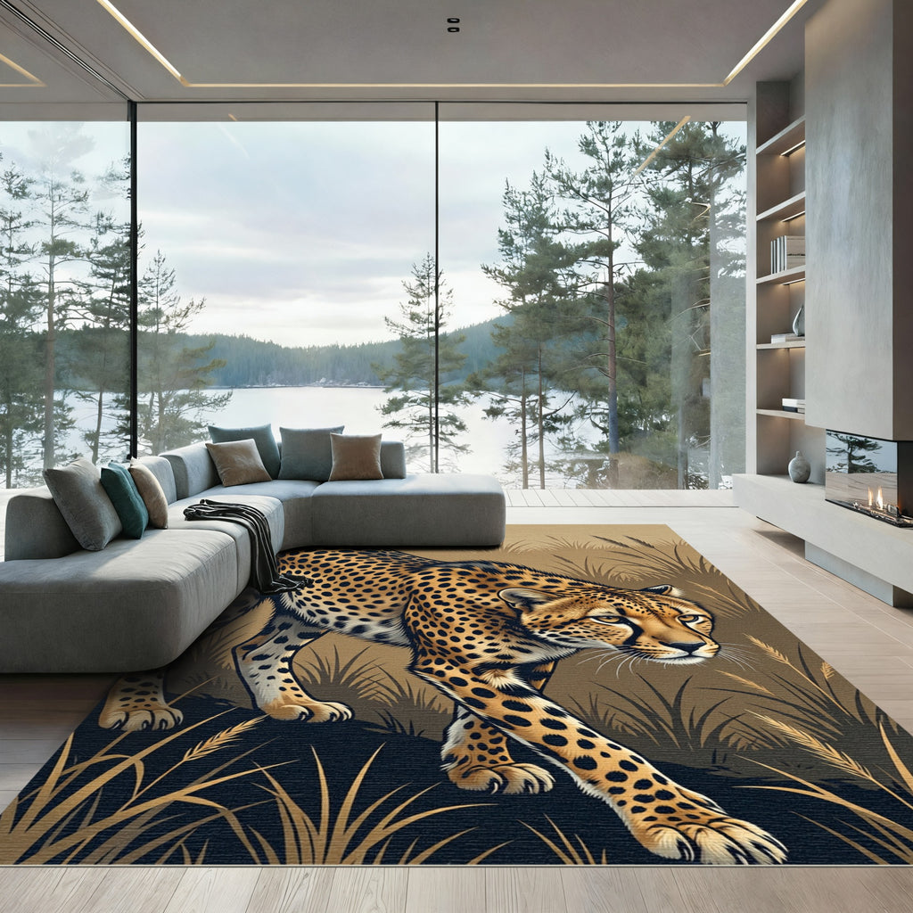 Golden Cheetah Savanna Camouflage Rug