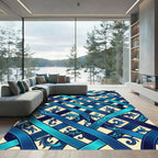 Interlocking Cobalt Teal Filigree Ribbon Rug