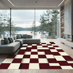 Maroon Cream Illusionary Checkered Rug