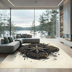 Gilded Compass Emblem Bronze Filigree Rug