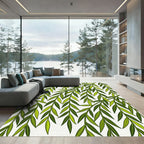 Vibrant Green Leafy Branch Arrangement Rug