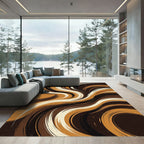 Rich Earthy Swirl Brush Strokes Rug