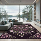 Elegant Purple Floral Medallion Composition Rug