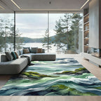 Stormy Coastal Waters Moody Seascape Rug
