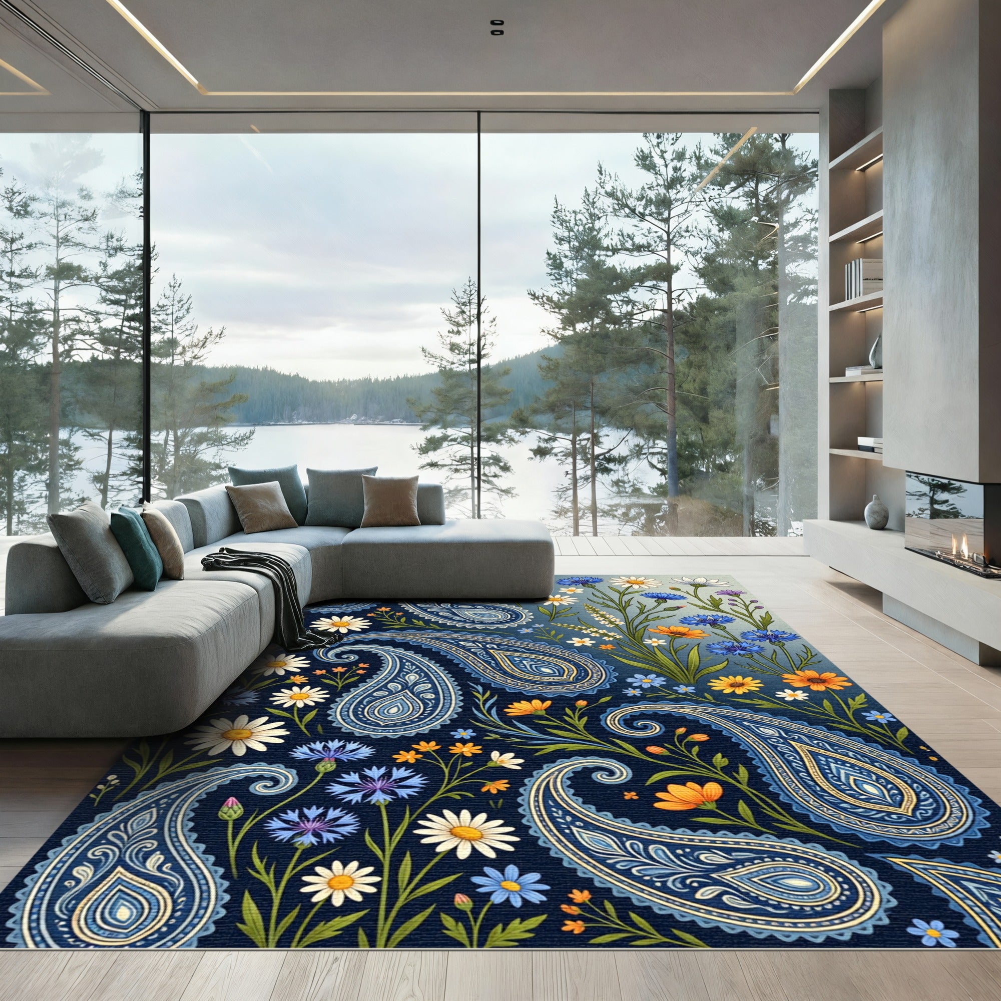 Midnight Paisley Wildflower Meadow Rug