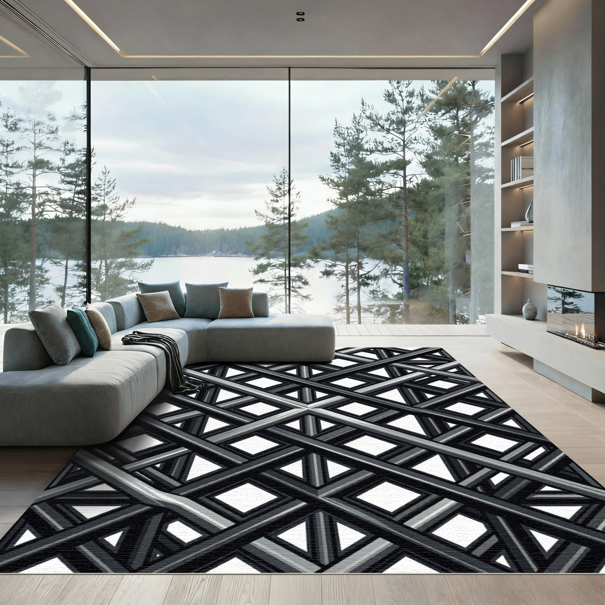 Monochromatic Metallic Intersecting Lattice Grid Rug