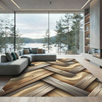 Woven Earth Tone Herringbone Plank Rug