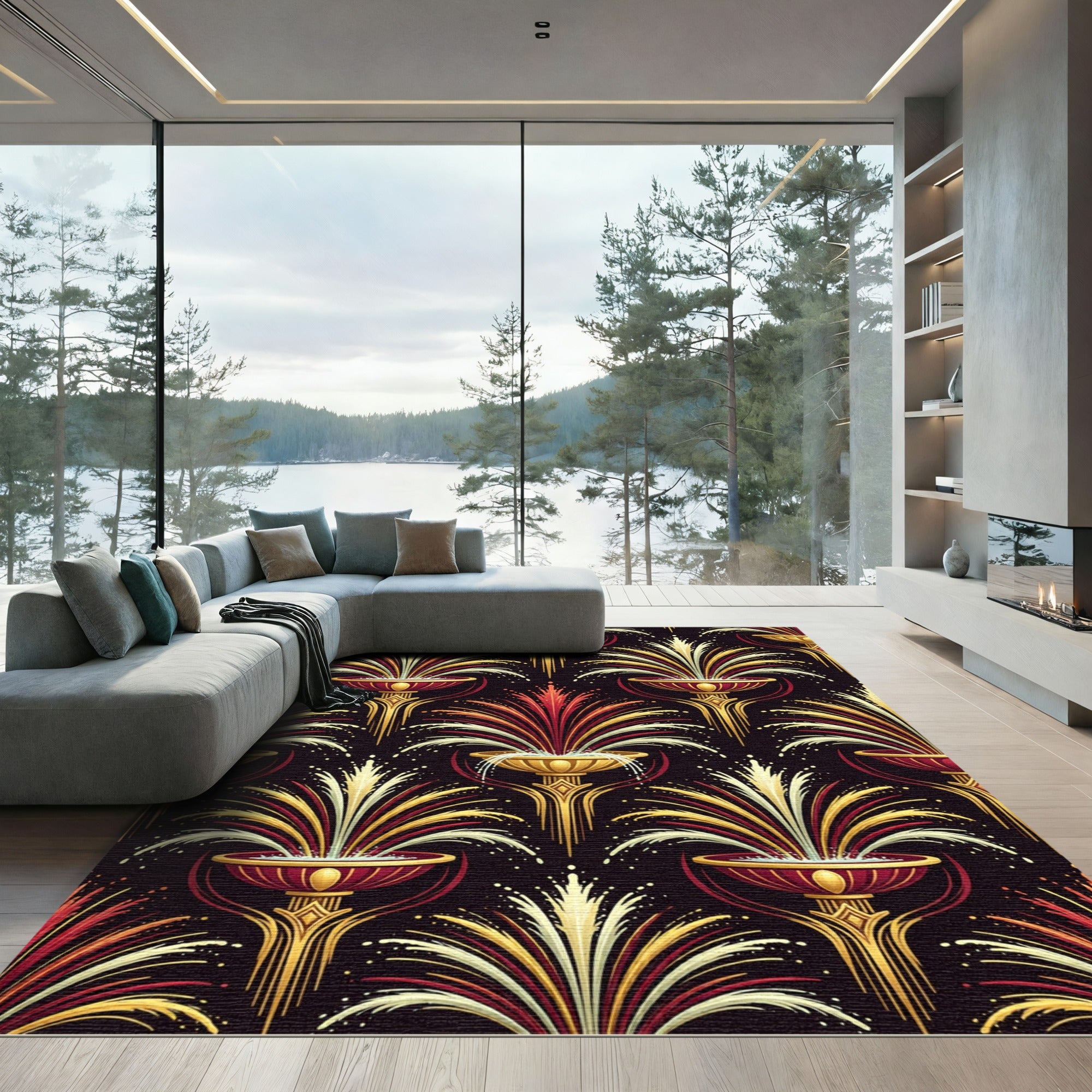 Golden Red Fountain Splendor Rug