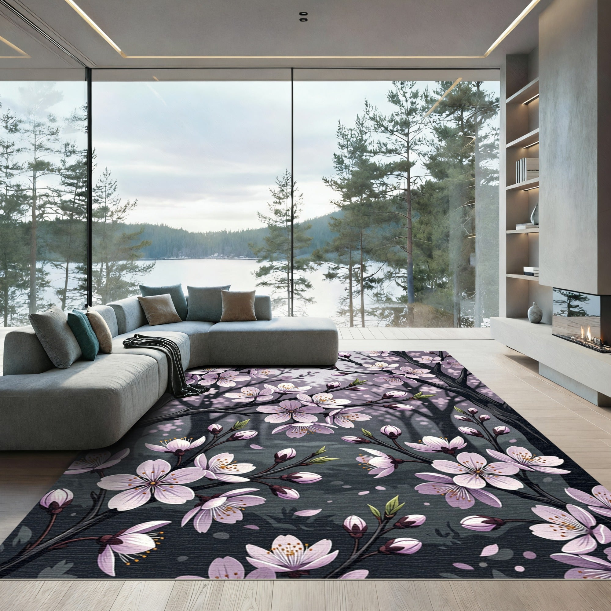 Whimsical Cherry Blossom Garden Rug
