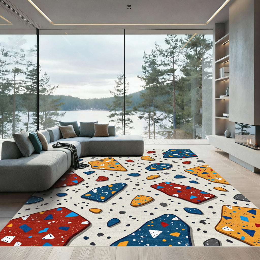 Multicolor Terrazzo Abstract Geometric Mosaic Rug