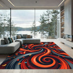 Fiery Red Orange Swirl Confetti Rug