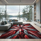 Crimson Silver Faceted Starburst Rug