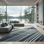 Coastal Serenity Diagonal Stripe Ocean Landscape Rug