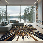 Radiant Golden Sunburst Star Rug