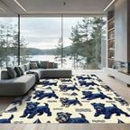 Nautical Navy Terrier Lighthouse Sailboat Illustration Rug