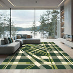 Deep Green Overlay Plaid Lines Rug