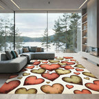 Rustic Earthy Red Heart Collage Rug