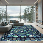 Ocean Stone Mosaic Coastal Wave Rug