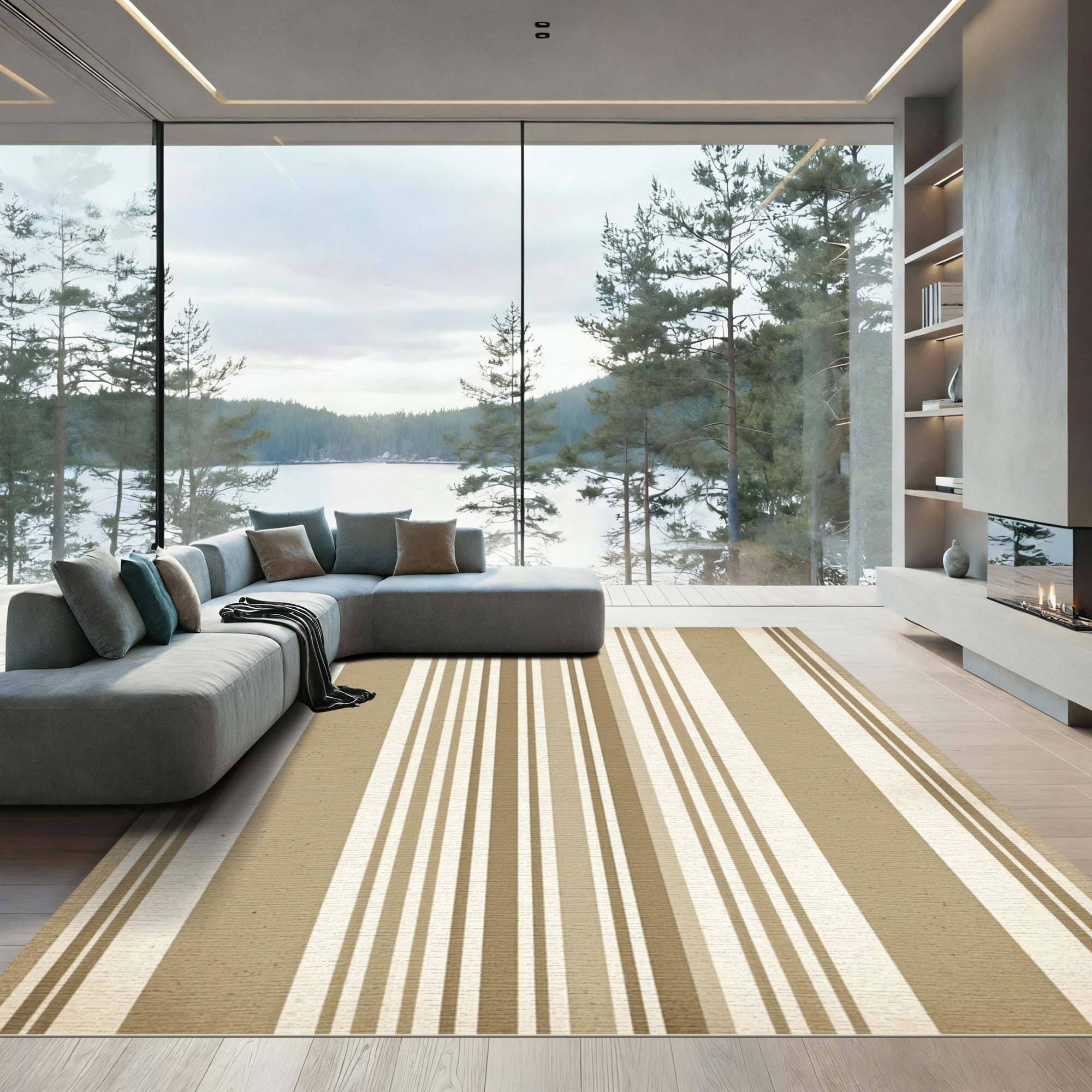 Earthy Tone Vertical Stripes Rug