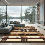 Earthy Brown Tribal Arrow Banded Rug
