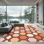 Geometric Peach Hexagon Arrangement Rug