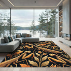 Golden Mantis Insect Botanical Art Rug